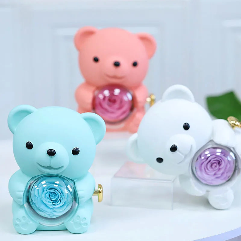 Eternal Rose Teddy Bear Jewellery Box
