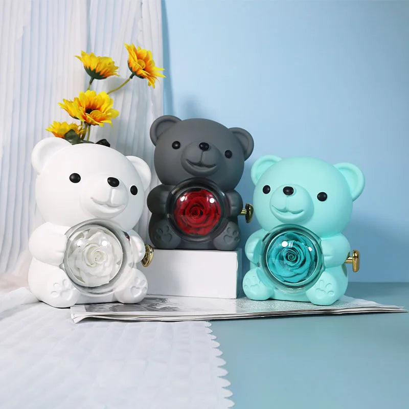 Eternal Rose Teddy Bear Jewellery Box