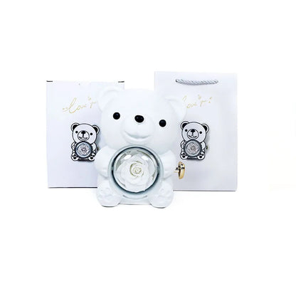Eternal Rose Teddy Bear Jewellery Box