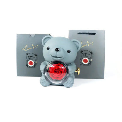 Eternal Rose Teddy Bear Jewellery Box