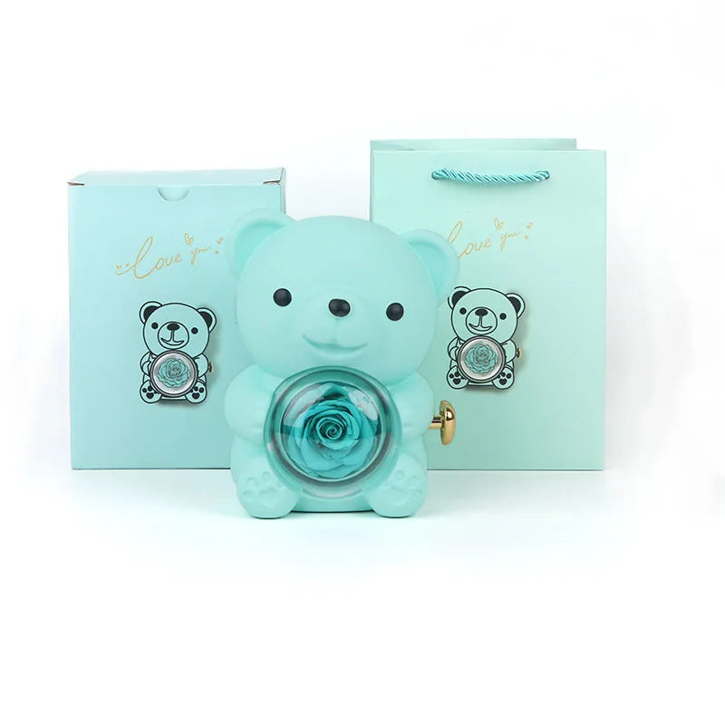 Eternal Rose Teddy Bear Jewellery Box