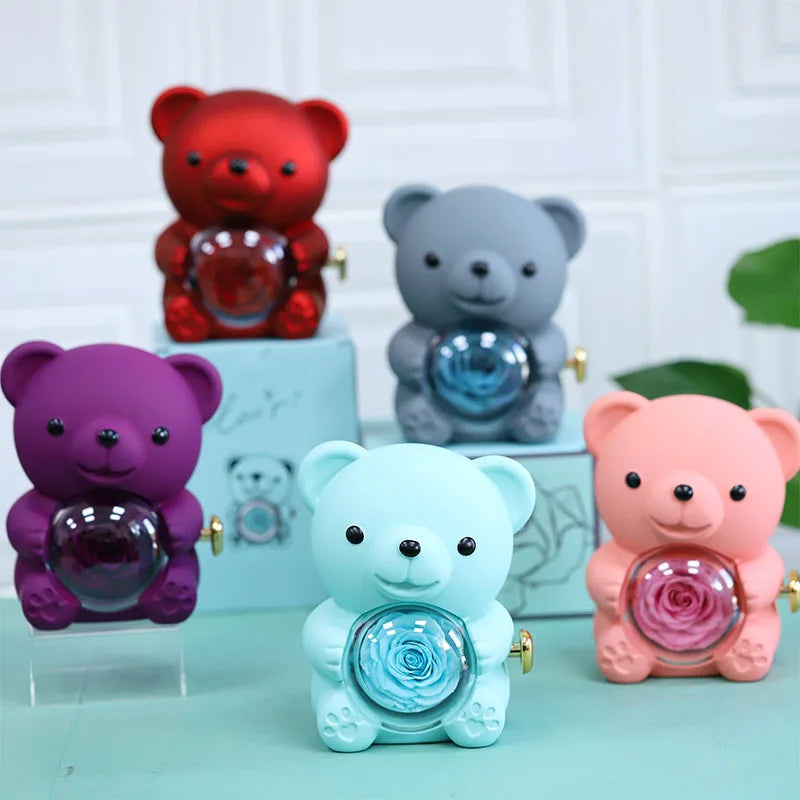 Eternal Rose Teddy Bear Jewellery Box