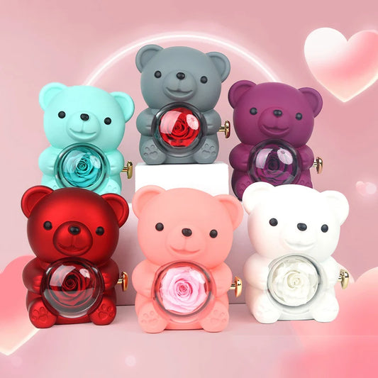 Eternal Rose Teddy Bear Jewellery Box